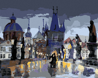 Malování podle čísel - ABSTRAKTNÍ KARLŮV MOST II - 80x100 cm, bez rámu a bez vypnutí plátna