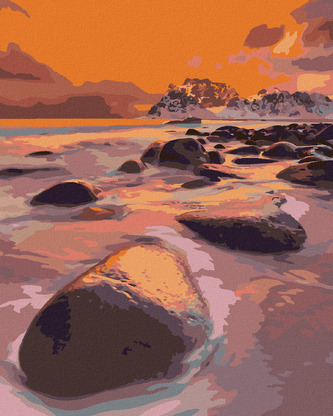 Malování podle čísel - VELKOLEPÉ SVĚTLO PŘI SNĚHOVÉ BOUŘI - 40x50 cm, bez rámu a bez vypnutí plátna