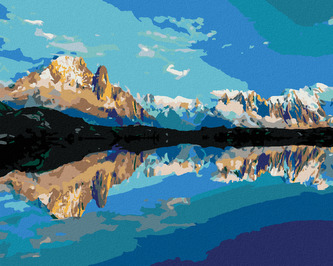 Malování podle čísel - LETNÍ PANORAMA JEZERA LAC BLANC - 40x50 cm, vypnuté plátno na rám