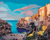 Malování podle čísel - JARNÍ PANORAMA MĚSTA POLIGNANO - 40x50 cm, bez rámu a bez vypnutí plátna