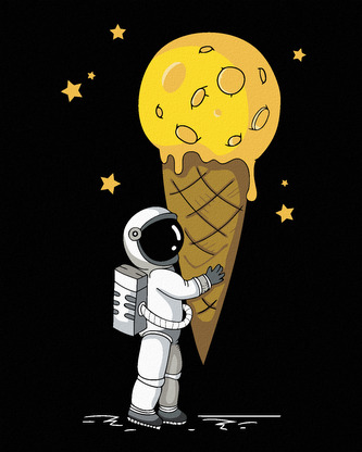 Malování podle čísel - ASTRONAUT SE ZMRZLINOU - 80x100 cm, bez rámu a bez vypnutí plátna