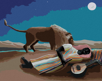 Malování podle čísel - SPÍCÍ CIKÁNKA (H. ROUSSEAU) - 80x100 cm, bez rámu a bez vypnutí plátna