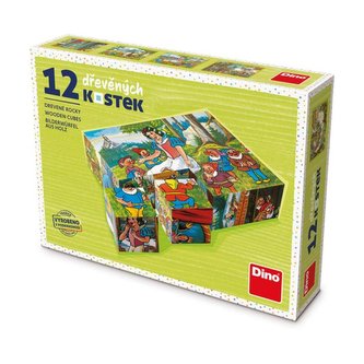 Kostky kubus Sněhurka dřevo 12ks v krabičce 16x12x4cm