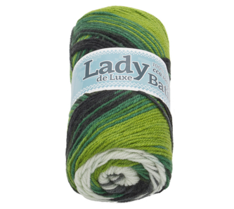Příze LADY de Luxe - bílá, zelená - 100g / 238 m