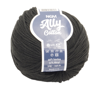 Příze ALLY cotton - černá - 50g / 140 m
