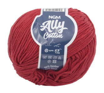Příze ALLY cotton - červená - 50g / 140 m