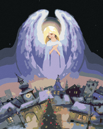 Malování podle čísel - ANDĚL NAD MĚSTEM - 40x50 cm, bez rámu a bez vypnutí plátna