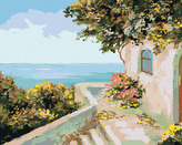 Malování podle čísel - DOMEK U MOŘE - 40x50 cm, bez rámu a bez vypnutí plátna