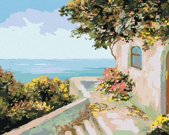 Malování podle čísel - DOMEK U MOŘE - 40x50 cm, bez rámu a bez vypnutí plátna