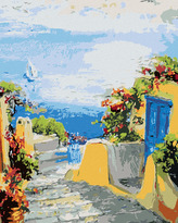 Malování podle čísel - CESTA K MOŘI NA OSTROVĚ - 40x50 cm, vypnuté plátno na rám