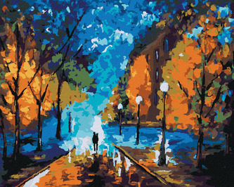 Malování podle čísel - PROCHÁZKA POZDĚ V NOCI - 40x50 cm, bez rámu a bez vypnutí plátna