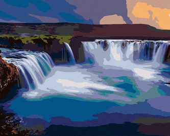 Malování podle čísel - VODOPÁD NA ISLANDU - 40x50 cm, bez rámu a bez vypnutí plátna