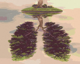 Malování podle čísel - STROM VE TVARU PLIC NA OSTROVĚ - 40x50 cm, bez rámu a bez vypnutí plátna