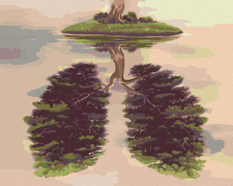 Malování podle čísel - STROM VE TVARU PLIC NA OSTROVĚ - 40x50 cm, bez rámu a bez vypnutí plátna