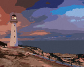 Malování podle čísel - BÍLÝ MAJÁK U MOŘE - 40x50 cm, bez rámu a bez vypnutí plátna