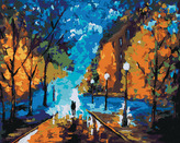 Malování podle čísel - PROCHÁZKA POZDĚ V NOCI - 80x100 cm, bez rámu a bez vypnutí plátna