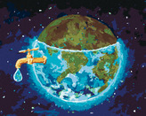 Malování podle čísel - ŠETŘENÍ VODY NA ZEMI - 40x50 cm, bez rámu a bez vypnutí plátna