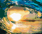 Malování podle čísel - POD VLNOU - 40x50 cm, vypnuté plátno na rám