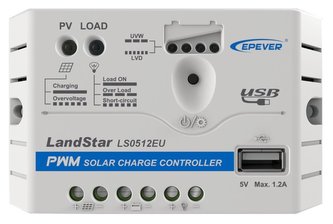 EPsolar LS0512EU solární PWM regulátor 12V, 5A, vstup 30V