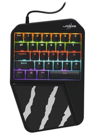 HAMA uRage gamingová mobilní klávesnice Exodus 410 One Handed/ drátová/ podsvícená/ USB/ černá