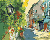 Malování podle čísel - MALÁ MĚSTSKÁ ULIČKA - 40x50 cm, bez rámu a bez vypnutí plátna