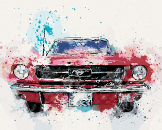 Malování podle čísel - AUTO MUSTANG - 40x50 cm, vypnuté plátno na rám Malování podle čísel - AUTO MUSTANG - 40x50 cm, vypnuté plátno na rám