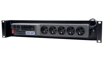 Solarix Acar 19"  rozvodný panel 2U 5x230V ČSN vypínač, bleskojistka,černý, 3m