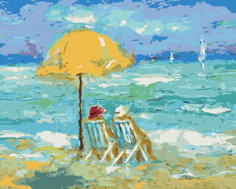 Malování podle čísel - DOVOLENÁ NA PLÁŽI - 80x100 cm, bez rámu a bez vypnutí plátna