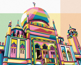 Malování podle čísel - BAREVNÝ CHRÁM - 80x100 cm, vypnuté plátno na rám