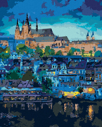 Malování podle čísel - TEMNÁ PRAHA - 80x100 cm, vypnuté plátno na rám