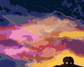 Malování podle čísel - MEDVĚD A BAREVNÉ MRAKY - 80x100 cm, vypnuté plátno na rám