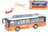 Trolejbus 28,5cm setrvačník na baterie se světlem a zvukem v krabičce