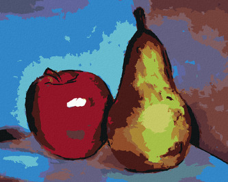 Malování podle čísel - JABLKO A HRUŠKA - 80x100 cm, vypnuté plátno na rám
