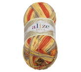 Příze DIVA BATIK - béžová, žlutá, oranžová, červená - 100g / 350 m