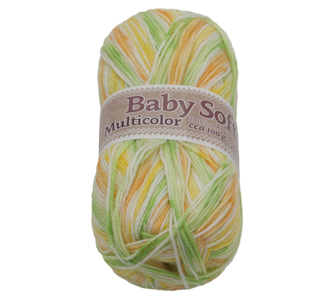 Příze BABY SOFT multicolor - bílá, žlutá, oranžová, zelená - 100g / 360 m