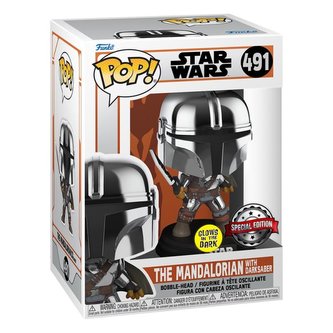 Funko POP Star Wars The Mandalorian with Dark Saber (exclusive special edition GITD)