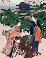 Malování podle čísel - JAPONSKO A ROZKVETLÉ SAKURY - 80x100 cm, vypnuté plátno na rám