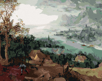 Malování podle čísel - KRAJINA S ROZSÉVAČEM (PIETER BRUEGEL) - 40x50 cm, bez rámu a bez vypnutí plátna