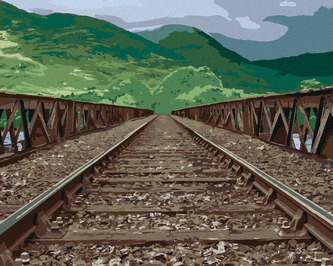 Malování podle čísel - KOLEJE PŘES MOST - 80x100 cm, bez rámu a bez vypnutí plátna Malování podle čísel - KOLEJE PŘES MOST - 80x100 cm, bez rámu a bez vypnutí plátna