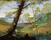 Malování podle čísel - ŘÍČNÍ KRAJINA (ANNIBALE CARRACCI) - 40x50 cm, bez rámu a bez vypnutí plátna