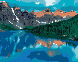 Malování podle čísel - JEZERO A HORY - 80x100 cm, vypnuté plátno na rám Malování podle čísel - JEZERO A HORY - 80x100 cm, vypnuté plátno na rám
