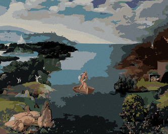 Malování podle čísel - KRAJINA S CHARONEM PŘEKRAČUJÍCÍM STYX (JOACHIM PATINIR) - 80x100 cm, vypnuté plátno na rám