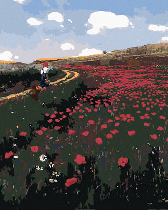 Malování podle čísel - VLČÍ MÁKY V POLI (PÁL SZINYEI MERSE) - 40x50 cm, bez rámu a bez vypnutí plátna