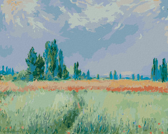 Malování podle čísel - PŠENIČNÉ POLE (CLAUDE MONET) - 40x50 cm, bez rámu a bez vypnutí plátna