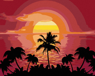 Malování podle čísel - SLUNCE A PALMY - 40x50 cm, bez rámu a bez vypnutí plátna