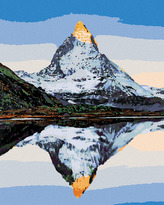 Malování podle čísel - HORA MATTERHORN A JEJÍ ODRAZ V JEZEŘE - 80x100 cm, vypnuté plátno na rám