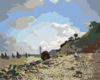 Malování podle čísel - PLÁŽ V HONFLEURU (CLAUDE MONET) - 40x50 cm, bez rámu a bez vypnutí plátna