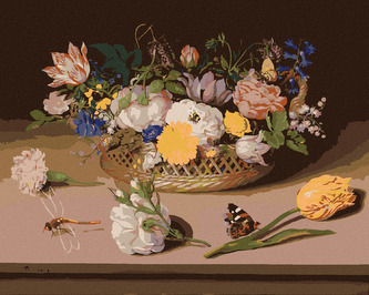 Malování podle čísel - ZÁTIŠÍ KVĚTIN (AMBROSIUS BOSSCHAERT) - 40x50 cm, bez rámu a bez vypnutí plátna