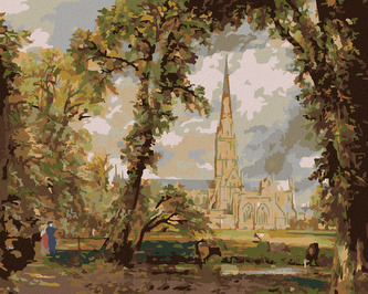 Malování podle čísel - POHLED NA KATEDRÁLU V SALISBURY (JOHN CONSTABLE) - 40x50 cm, bez rámu a bez vypnutí plátna