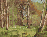 Malování podle čísel - DĚTI V LESE NA JAŘE. SASANKY KVETOU (H. A. BRENDEKILDE) - 40x50 cm, vypnuté plátno na rám